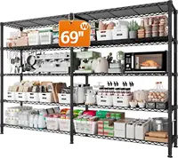 69" W Storage Shelves 1600LBS Wire Shelving Unit 5 Tier Metal Shelving for Storage Rack Shelves for Storage Heavy Duty Garage 1