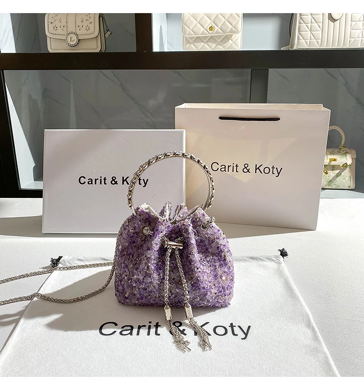 Pochette da sera con pietre viola di design di lusso Borsa a
