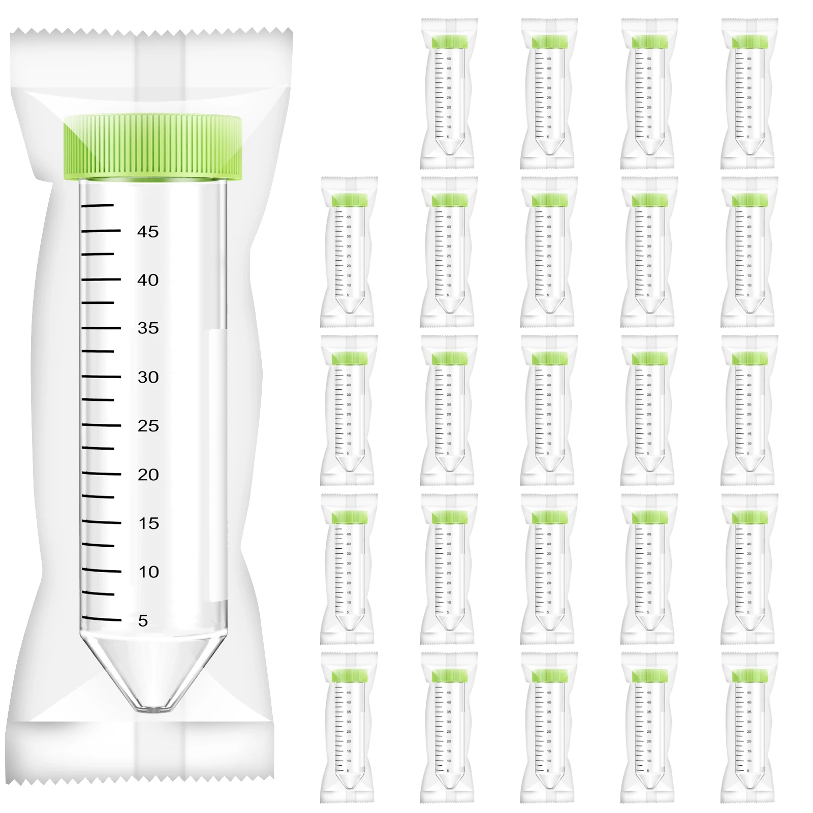 Sterile Centrifuge Tubes Plastics 50ml Conical Tubes with Graduations and Writing Marks,Individually Packaged,25pcs/50pcs/100pcs