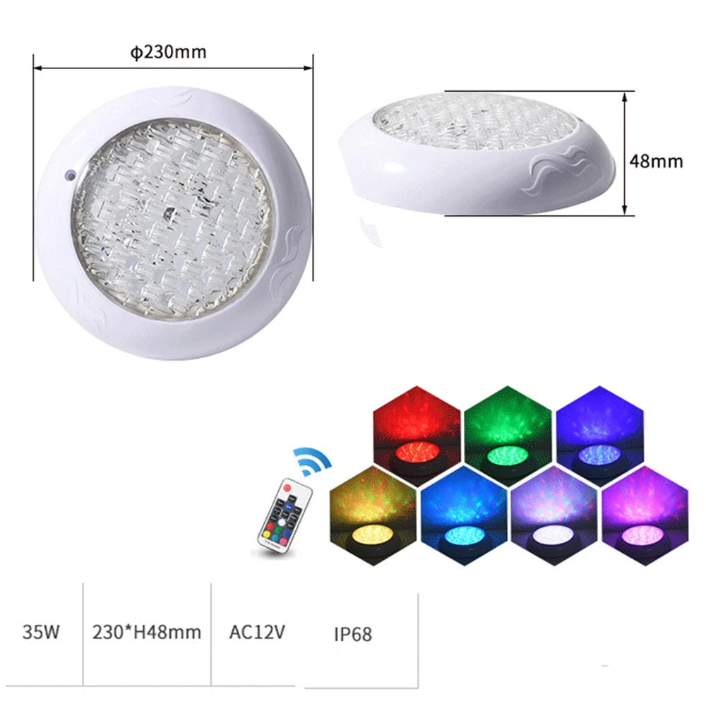 Description Picture 5 of item35W RGB LED Swimming Pool Light IP68 Waterproof 12V Outdoor Wall-Mounted UnderWater Fountain Lamp Pond LED Piscina Luz Spotlight
