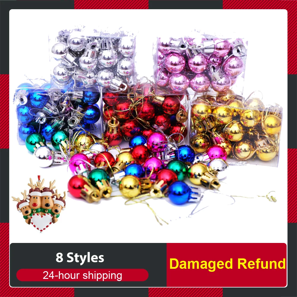 Boules de décoration d'arbre de noël 2cm, 24 pièces, boule suspendue