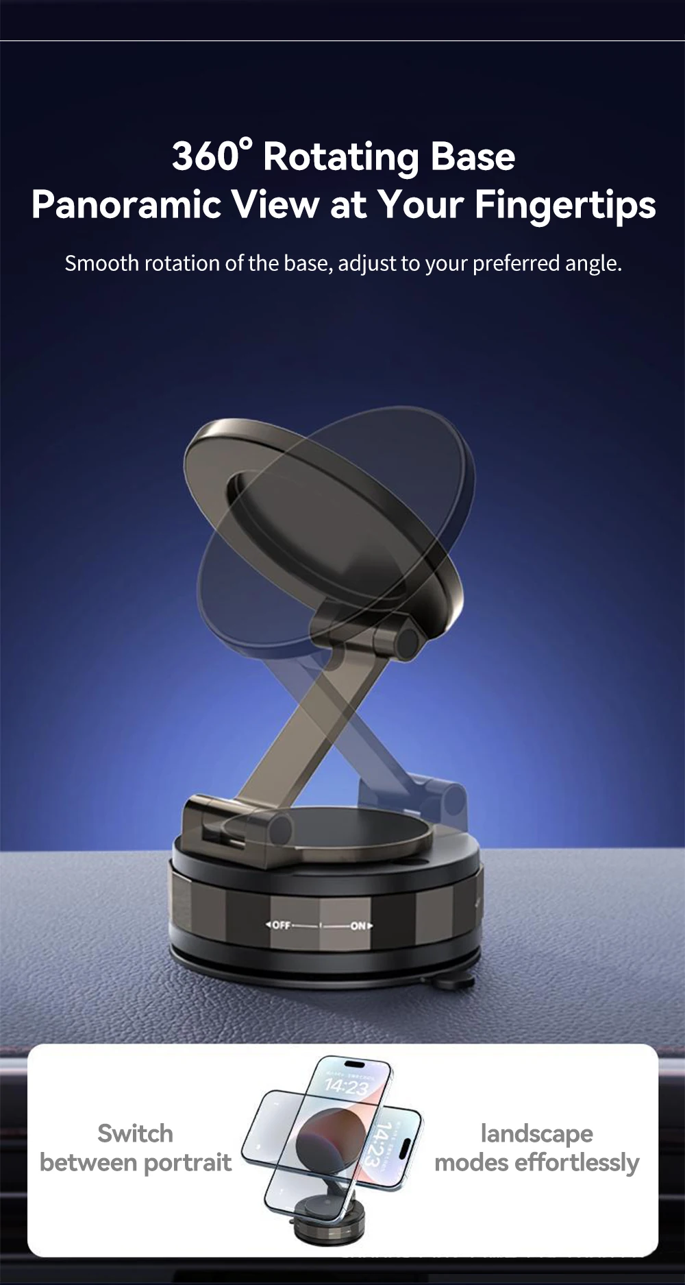 Car Phone Holder, Magsafe Magnetic Vacuum Intelligent Car Mount 360° Rotation Ma