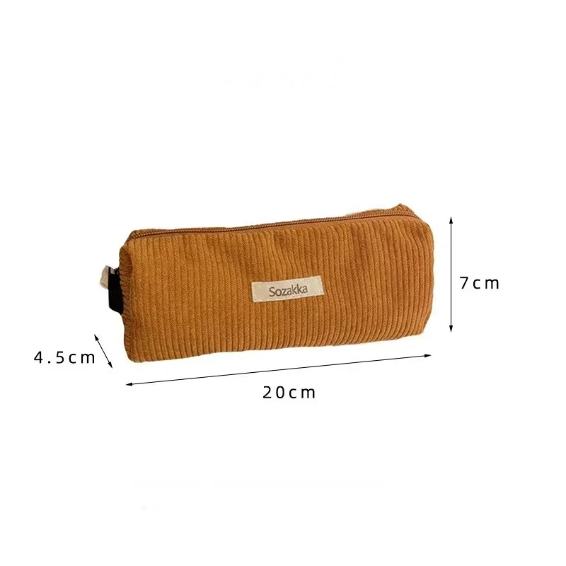 Korean Corduroy Cosmetic Bag Small Makeup Pouch Lady Portable Travel Toiletry Bag Necesserie Organizer Student Cute Pencil Case 6