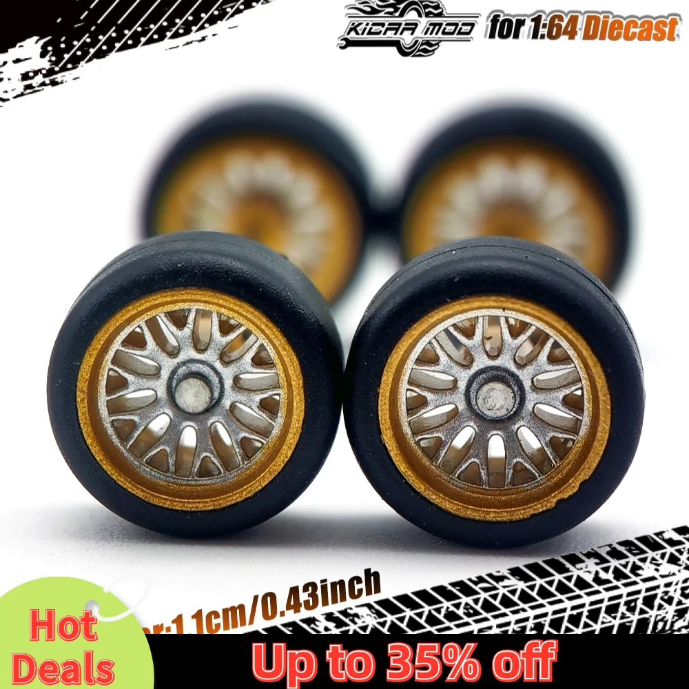 1/64 Model Car ABS Wheels with Rubber Tires Branches Refitting Parts for Diecast Hot Wheels Mainline Matchbox Tomica D:11mm 1Set 5
