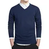 Sweater Men 2025 Autumn Casual Pullovers Men V-Neck Solid Cotton Knitted Brand Clothing Slim Fit Male Sweaters Pull Homme 3