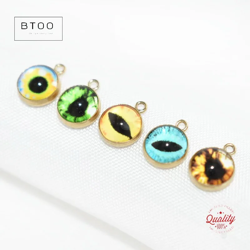 Neuer 14K Gold gefüllter 6mm Evil Eye Anhänger/Stecker/V-Stecker für Halskette DIY Schmuck Hypoallergenes Schmuckzubehör