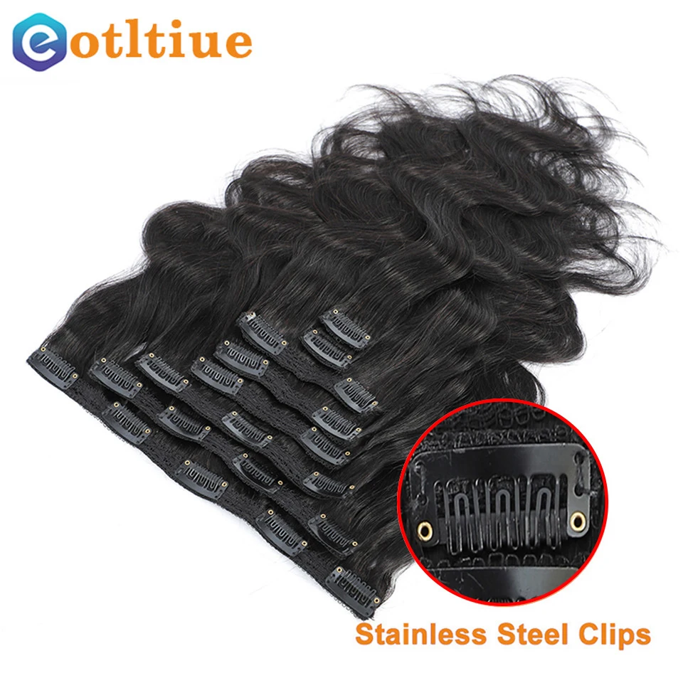 Bone Straight Clip In Human Hair Extensions Peruvian Clip In Body Wave Remy Hair Extension 8 Pcs/Set 120G 8-26 Inch