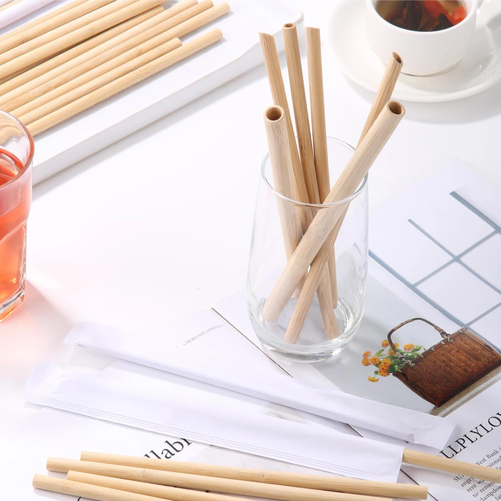 Bamboo Straw Resuable Kitchen Beverage Drink Juice Milk Straws Wedding Party Sucker Celebration Supply Kitchenware Accessories