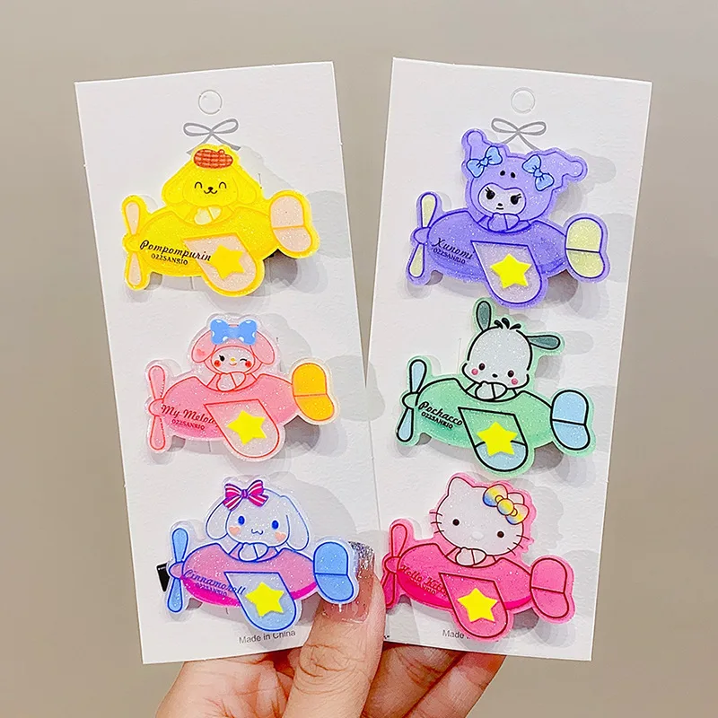 

6 шт. Sanrio мультфильм дети Мелодия заколка для волос милый Kuromi детский Утконос зажим сломанные волосы с шпилькой аксессуары для волос подарок