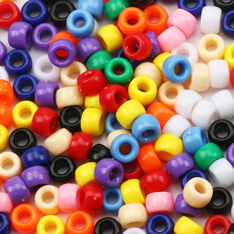 100pcs Colorful Pony Beads Fashion Big Hole Hair Beads For Jewelry