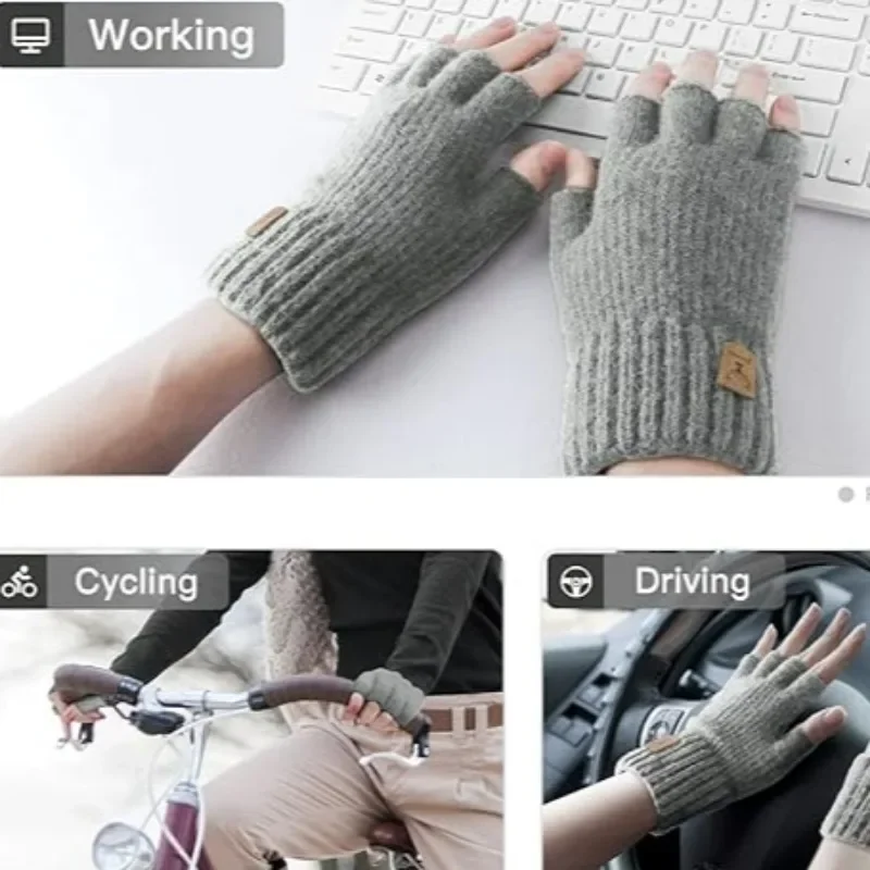 Touchscreen Warm Fingerless Glove Winter Cold Proof Antifreeze Knitted Half Finger Gloves for Cold Outdoor Sports Thermal Mittens fingerless gloves sports gloves half finger gloves warm gloves