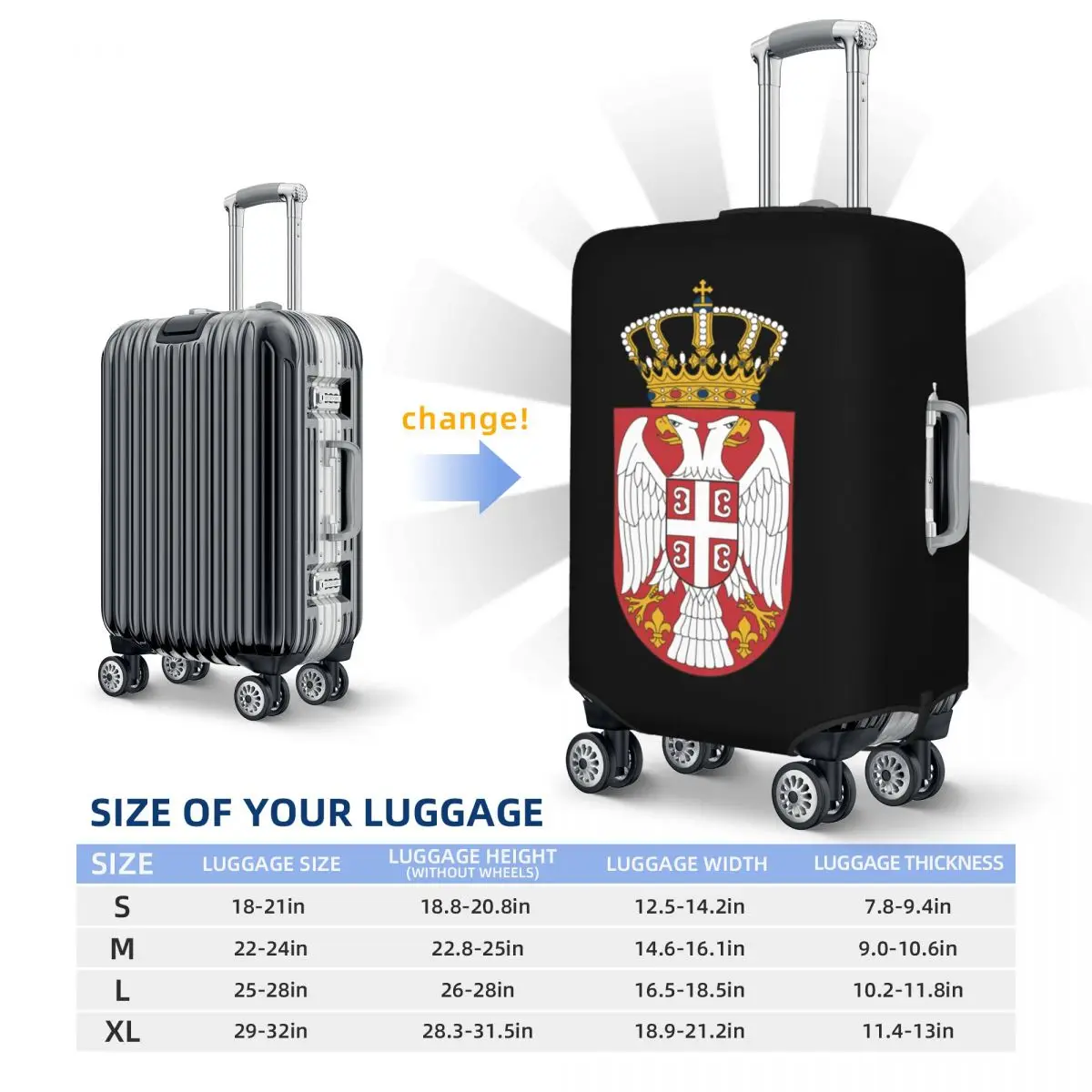Coat Of Arms Of Serbia Luggage Cover Cute Serbian Proud Suitcase Protector Covers Suit For 18-32 inch