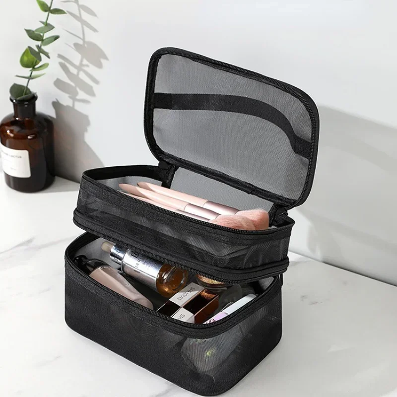 Women's Transparent Mesh Makeup and Toiletry Travel Organizer Bag