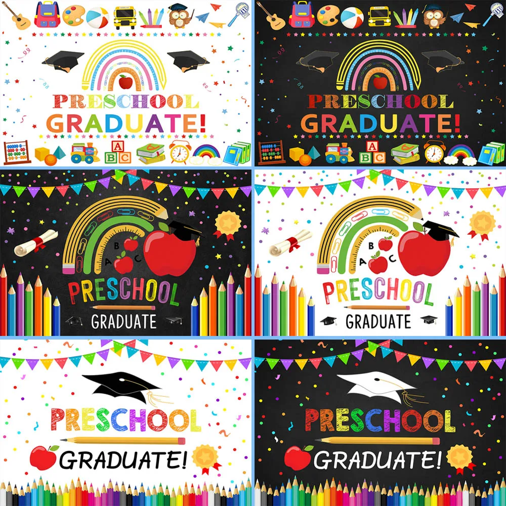 

Preschool Graduate Photography Backdrops Black Pen Pencil Decor Back To School Child Portrait Background Photo Studio Photocall