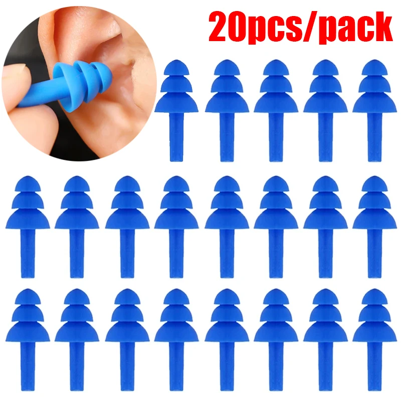 20 Pairs Soft Silicone Earplugs Waterproof Swimming Ear Plugs Reusable