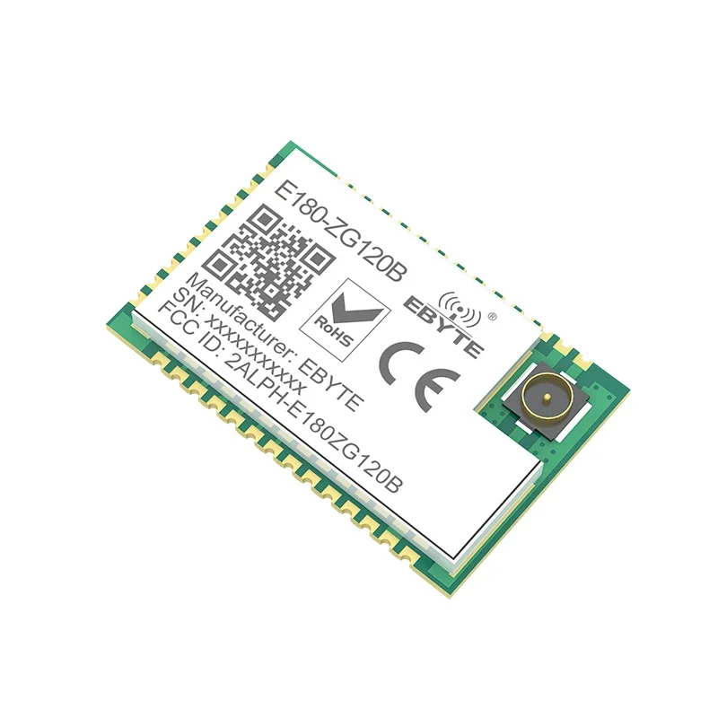 IPEX SMD IoT 무선 트랜시버 모듈, ZigBee3.0 EFR32 SoC E180-ZG120B, 20dBm, 32 비트 ARM Cortex -M4 커널, PA 스탬프 홀, 2.4GHz
