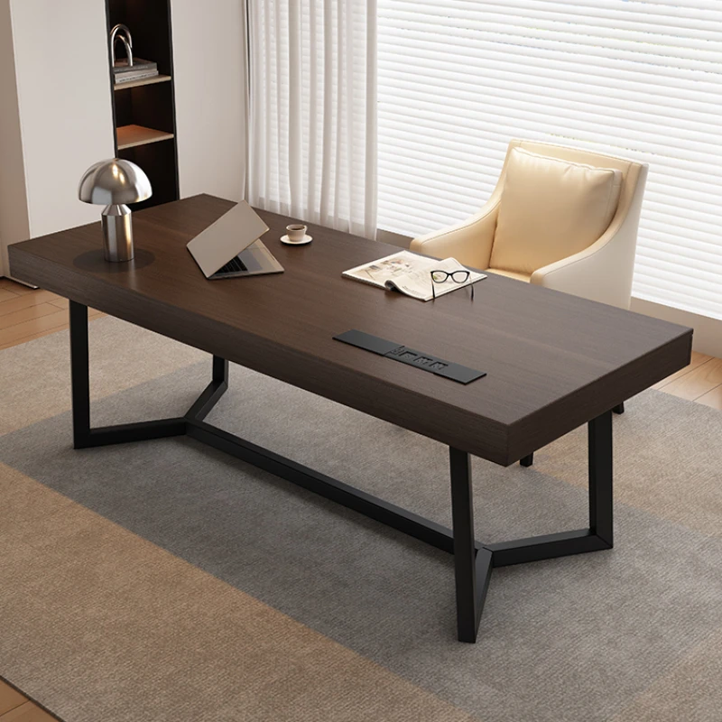 

Solid Wood Desk Italian Minimalist Home Bedroom Study Light Luxury Desk Computer Desk and Chair