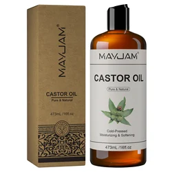 Pure Organic Cold Pressed Castor Oil for Skin, Hair, and Nail Nourishment - 16 fl. oz (Castor Oil)