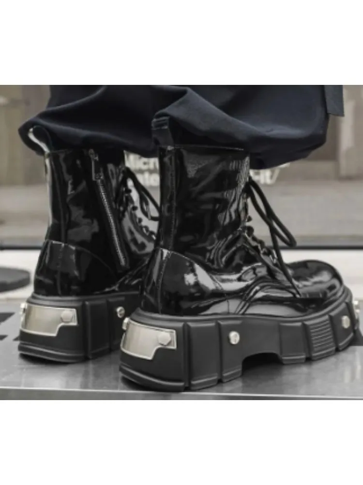 靴 TOKYO BLACK PLATFORM SHORT BOOTS YELLO / TOKYO BLACK CHUNKY HEEL SHORT BOOTS