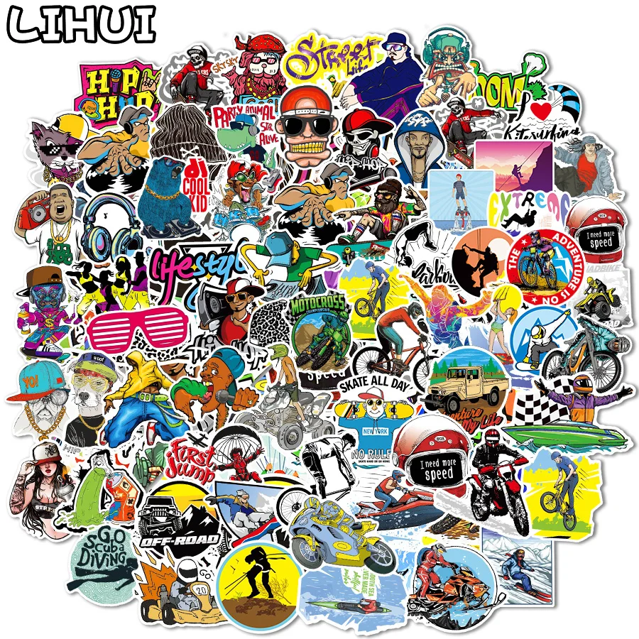 100PCS Rétro Vintage Stickers, Street Autocollants, Autocollants Vinyle  Stickers pour Bagages, Valise voyage, Skateboard, Guitare, Ordinateur