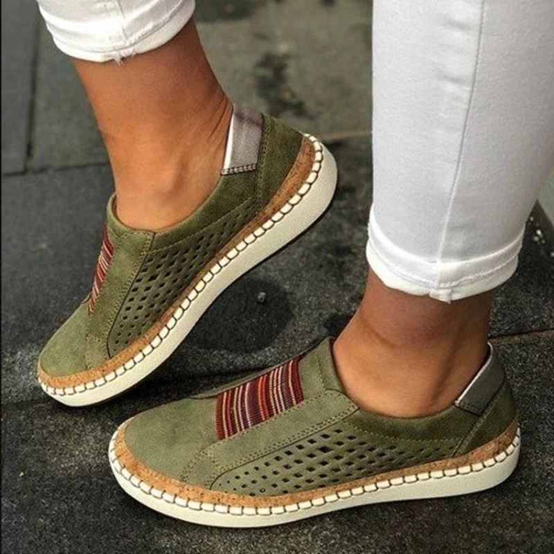 Women shoes Women sneakers Autumn Women's Flat Bottom Vulcanized Shoes Breathable Hollow Leisure Woman Fashion Flat Bottom Vulcanized Shoes