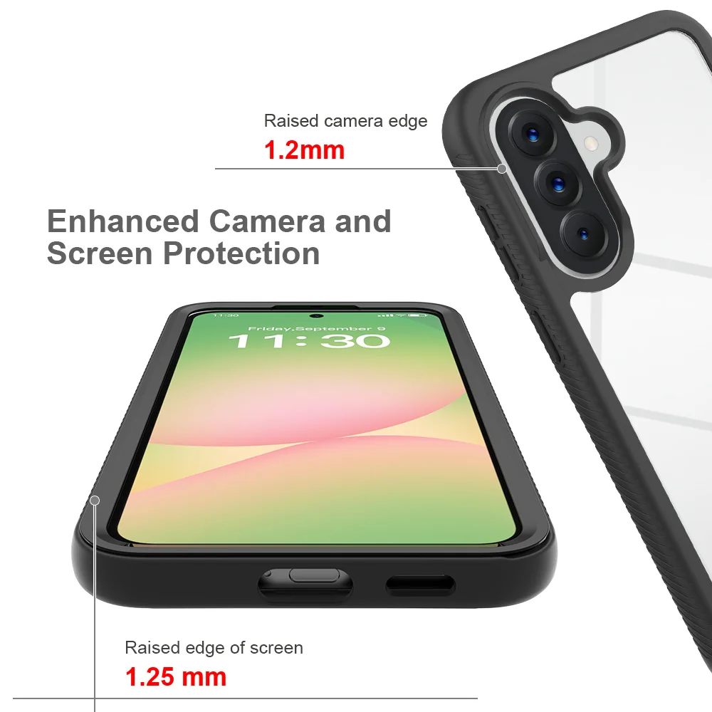 Hybrid Armor Shockproof Transparent Phone Case with TPU Plastic Frame