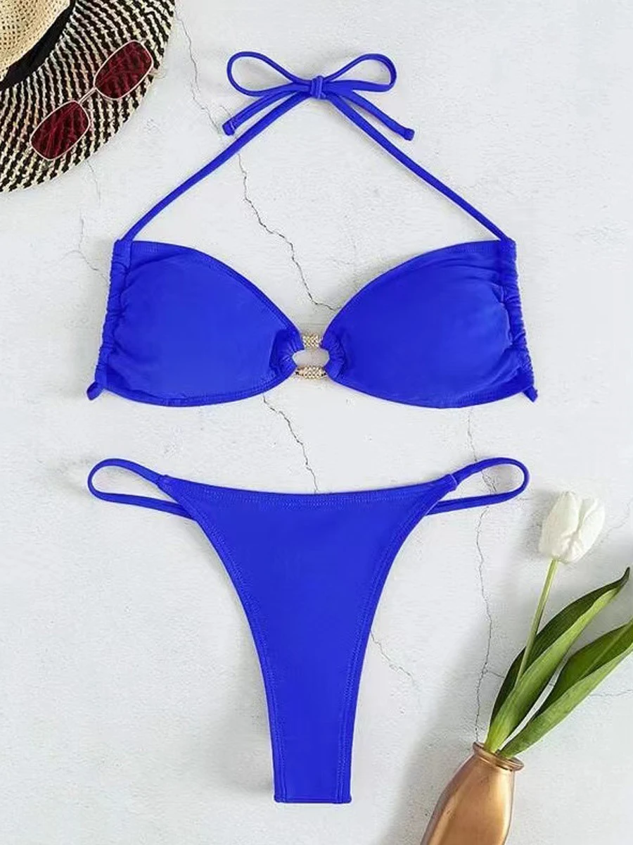 Thong Bikinis Women Solid Swimsuit Women Sexy String Swimwear Female Beachwear Bathers Bathing Swimming Swim Suit