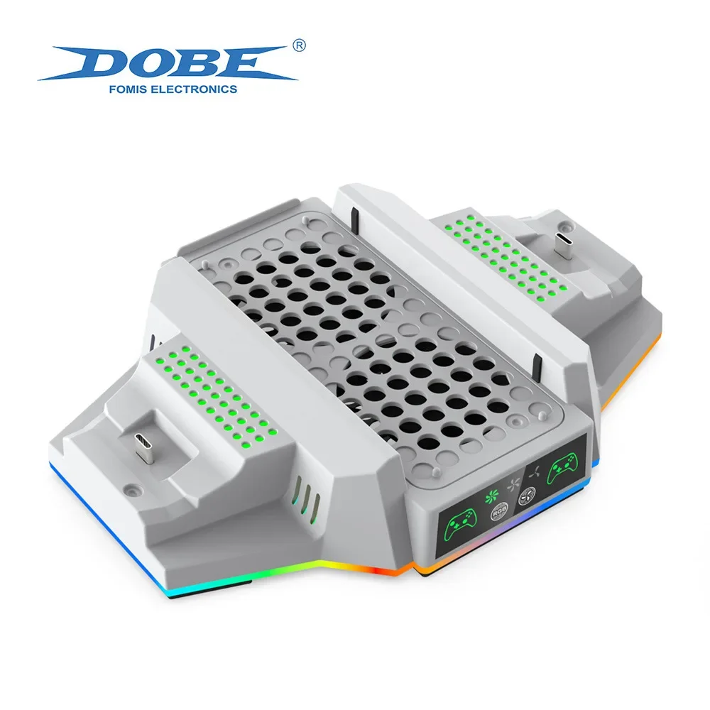 Cooling Stand for Xbox Series S Console with 3 Level Adjustable Speed Charger Base for Xbox Series S/X Controller with LED Light