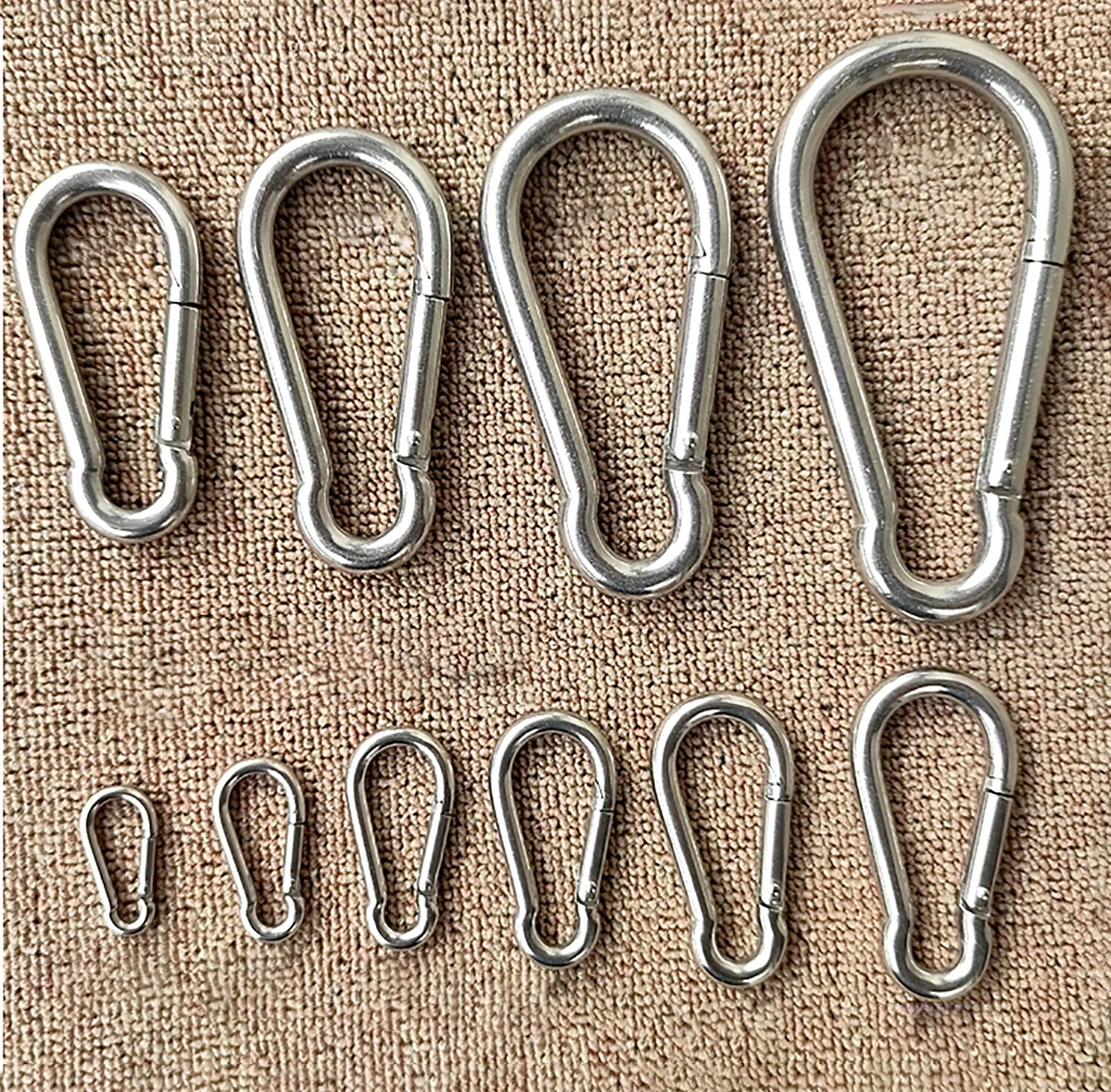 Mosquetão de aço inoxidável, Carbine Snap Hook, Chaveiro de fivela da mola, M4, M5, M6, M7, M8, M9, M10, M11, M12, M14, 304, 316, 1Pc