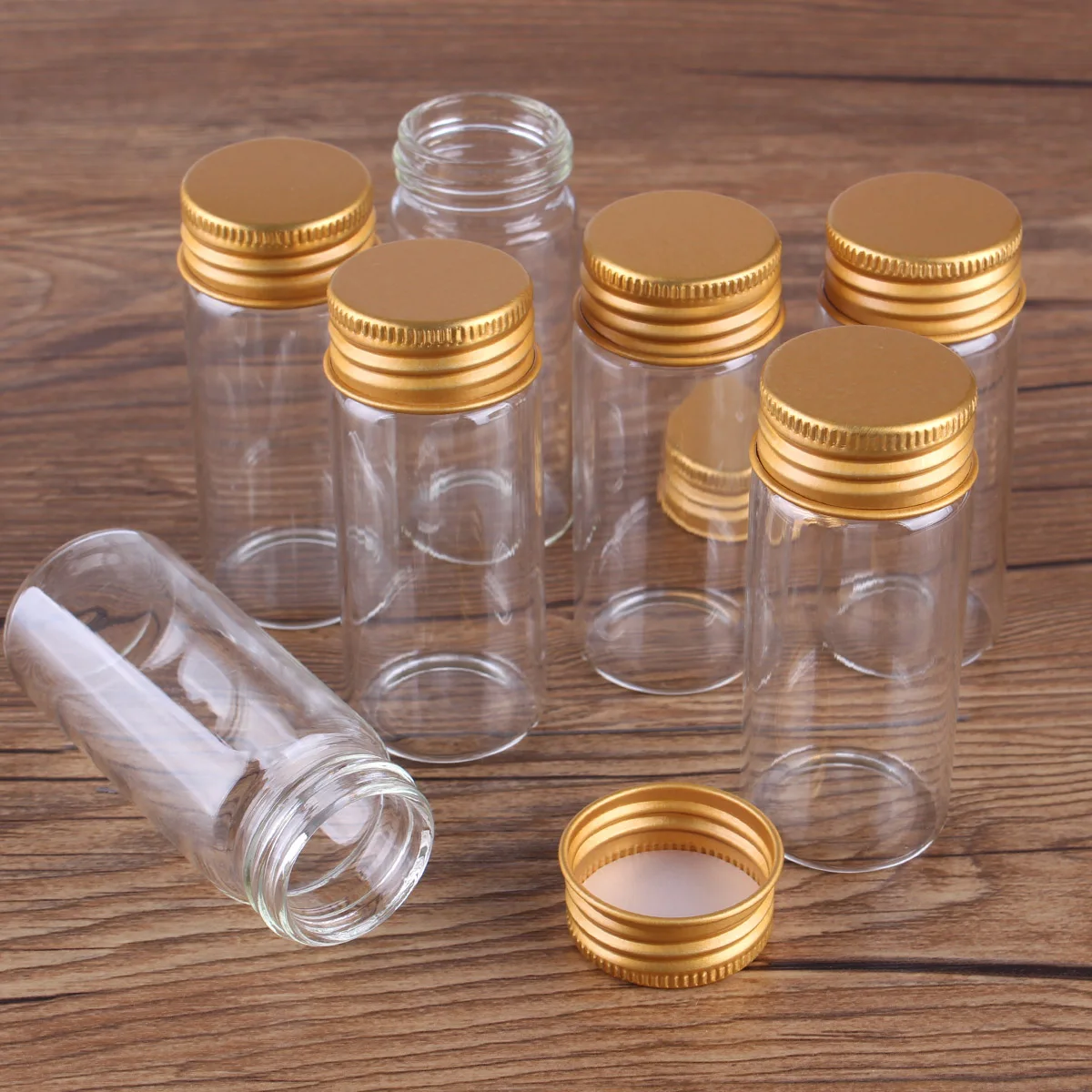 24 pieces 30ml 30*70mm Glass Bottles with Golden Aluminum Lids Glass Jars Glass Vials for Wedding Crafts Gift 4