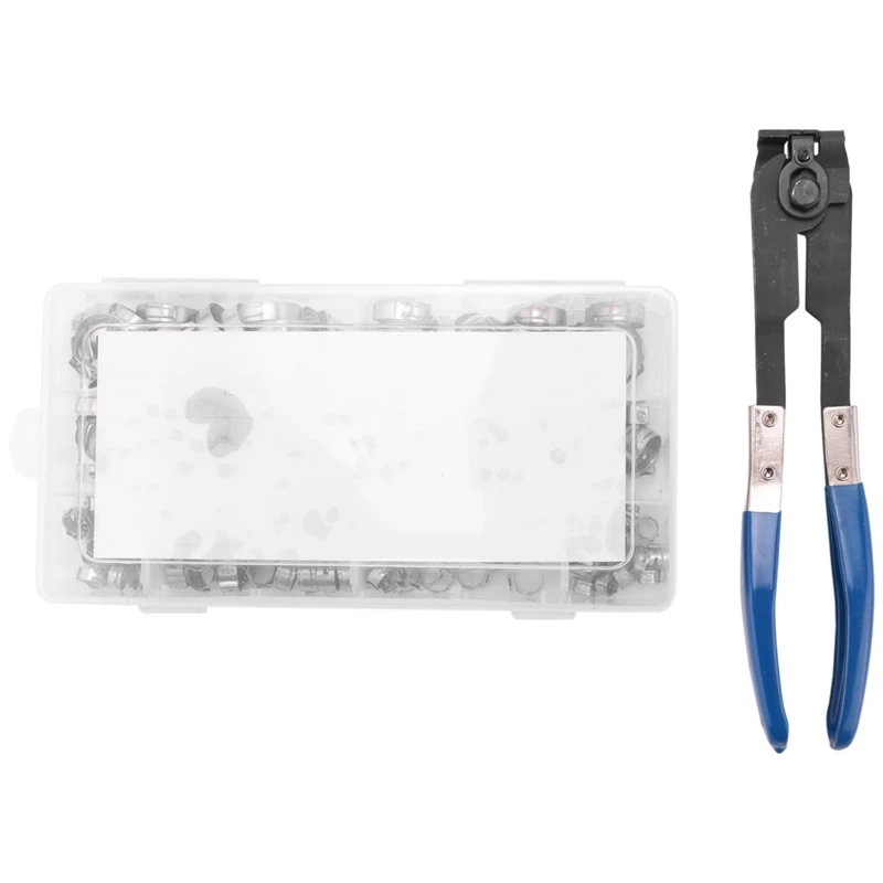 

Одноушные плавные зажимы для шланга 180 шт. 5,8-21 мм + Зажимные клещи для ушей, набор из нержавеющей стали 304 различных зажимов для шланга