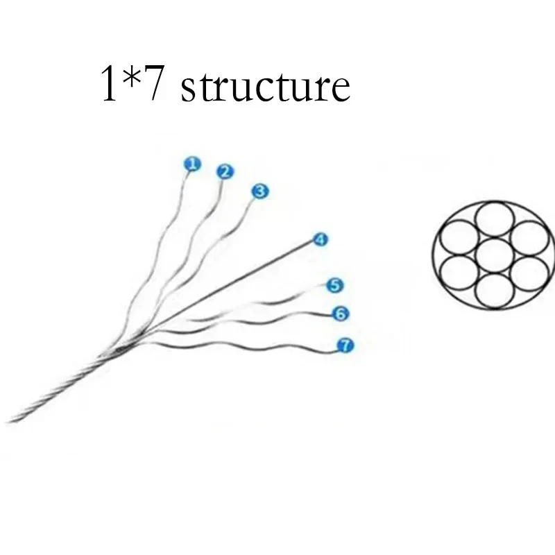 304 stainless steel 1X7 stranded rope 0.15 0.2 0.25 0.3 0.4 0.5 0.6mm Dia wire twist photo hanging picture photo wall hook