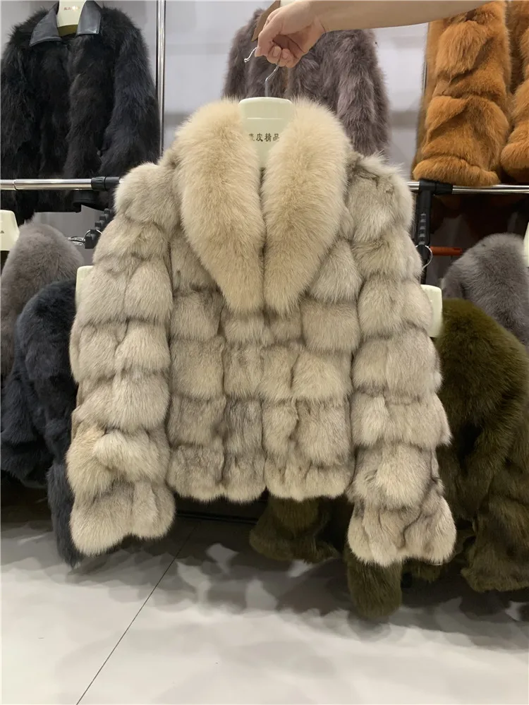 FURYOUME 2025 New Winter Women Real Fox Fur Coat 100% Natural Fur