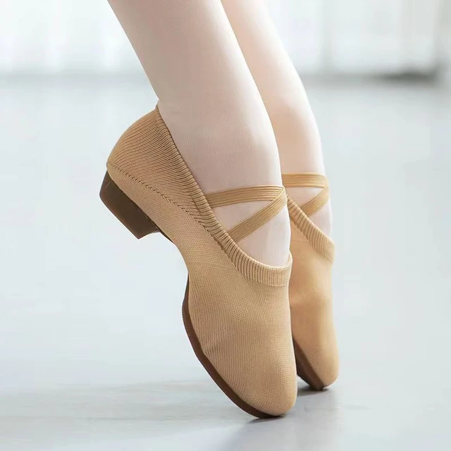 Professional Camel Black Ballet Modern Jazziness Dance Low Heels Soft Sole Breathable Knitted Shoes Wholesale - AliExpress