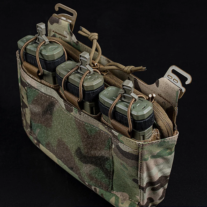 

Tactical Triple Kangaroo Mag Pouch with Utility Pouch for 7.62 Mags Tactical Vest Hanging Accessory Bag Mag Holder Tools Pockets