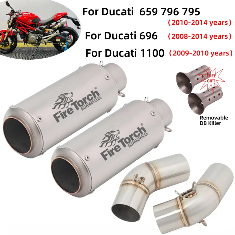 

For Ducati Monster 659 696 795 1100 Hypermotard 796 2008-2014 Motorcycle Exhaust Escape Muffler Modify Mid Link Pipe DB Killer