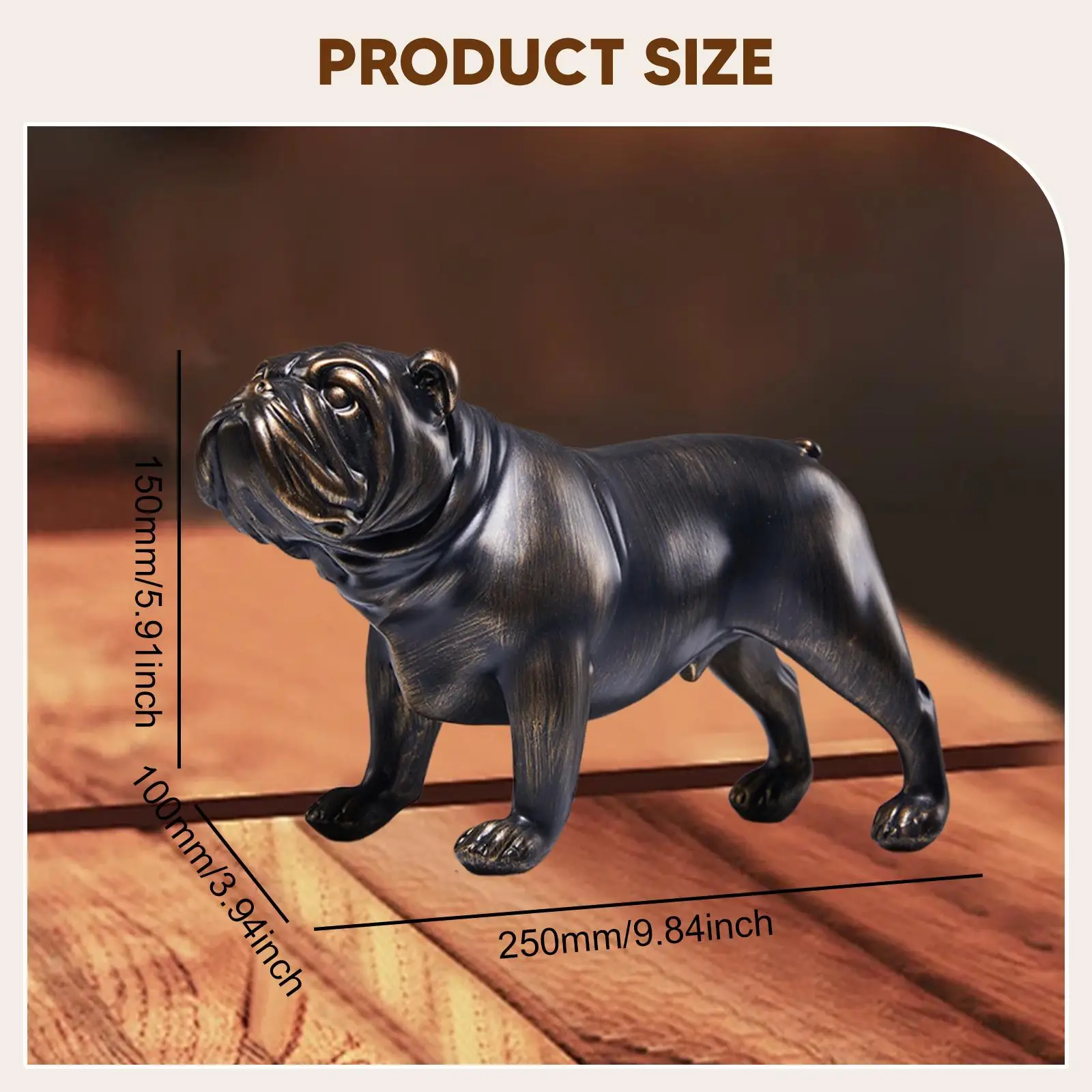 Bulldog Statue Decorative Figurine Art Crafts Collectible, Tabletop Ornament, Animal Sculpture for Bookshelf Shelf Home Decor