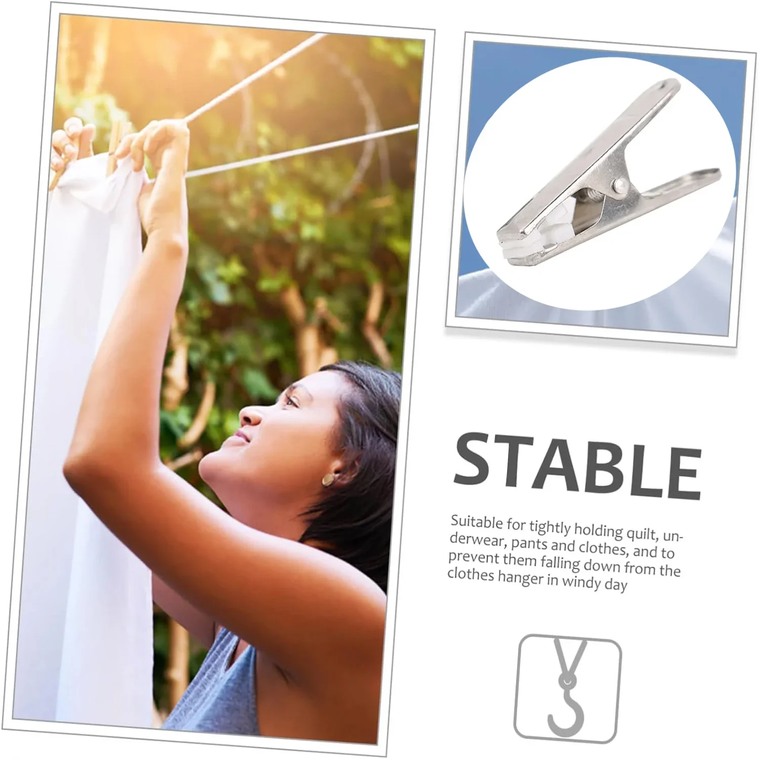 1/5pcs Multipurpose Stainless Steel Clips with Plastic Clothing Clamps Sealing Clip Household Clothespin Metal Clothespins