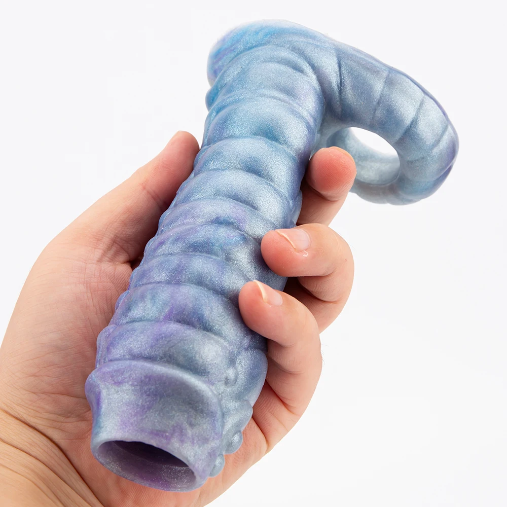 Sa112a780769b441480de9918d354d7c59 New Dragon Penis Sheath Male Cock Enlargement Mix Color Liquid Silicone Sleeve Sex Toys For Couples Wearable Hollow Animal Dildo