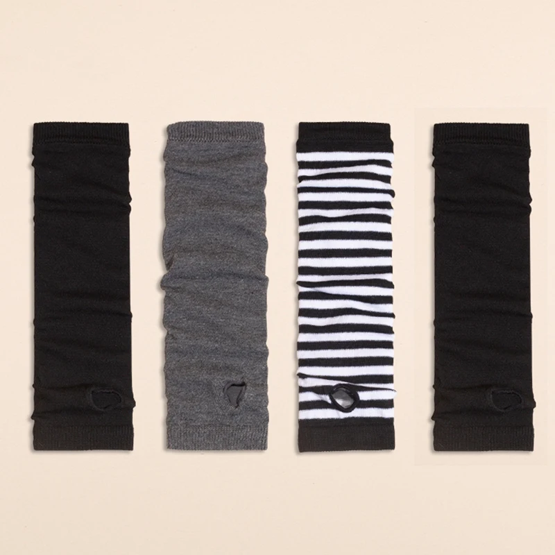 Fingerless Gloves Half Finger Gloves Sports Gloves Black Punk long Fingerless Gloves Cuff Women Men Ninja Sport Outdoor Hip-hop Gloves Elbow Mittens Cool Stretch winter Arm Warmer