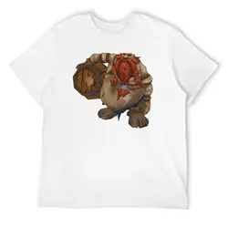Gragas Heavyweight Men's Cotton Graphic T - Shirt - Custom Short Sleeve Design - S (White)