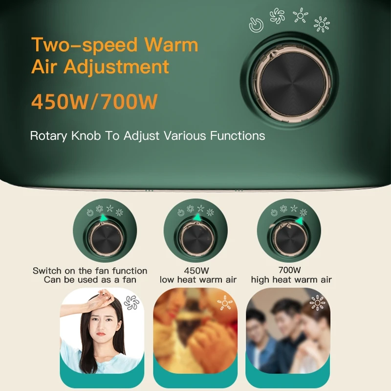 700W High Power Fan Heater PTC Ceramic Fast Heating Winter Portable Electric Heater Bedroom Office Home Warmer Dual Use 5