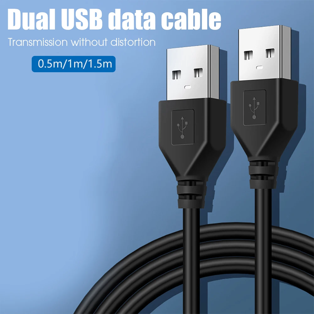 USB 2.0 A Male to Male Data Sync Charger Extension Cable - Black, Various Lengths