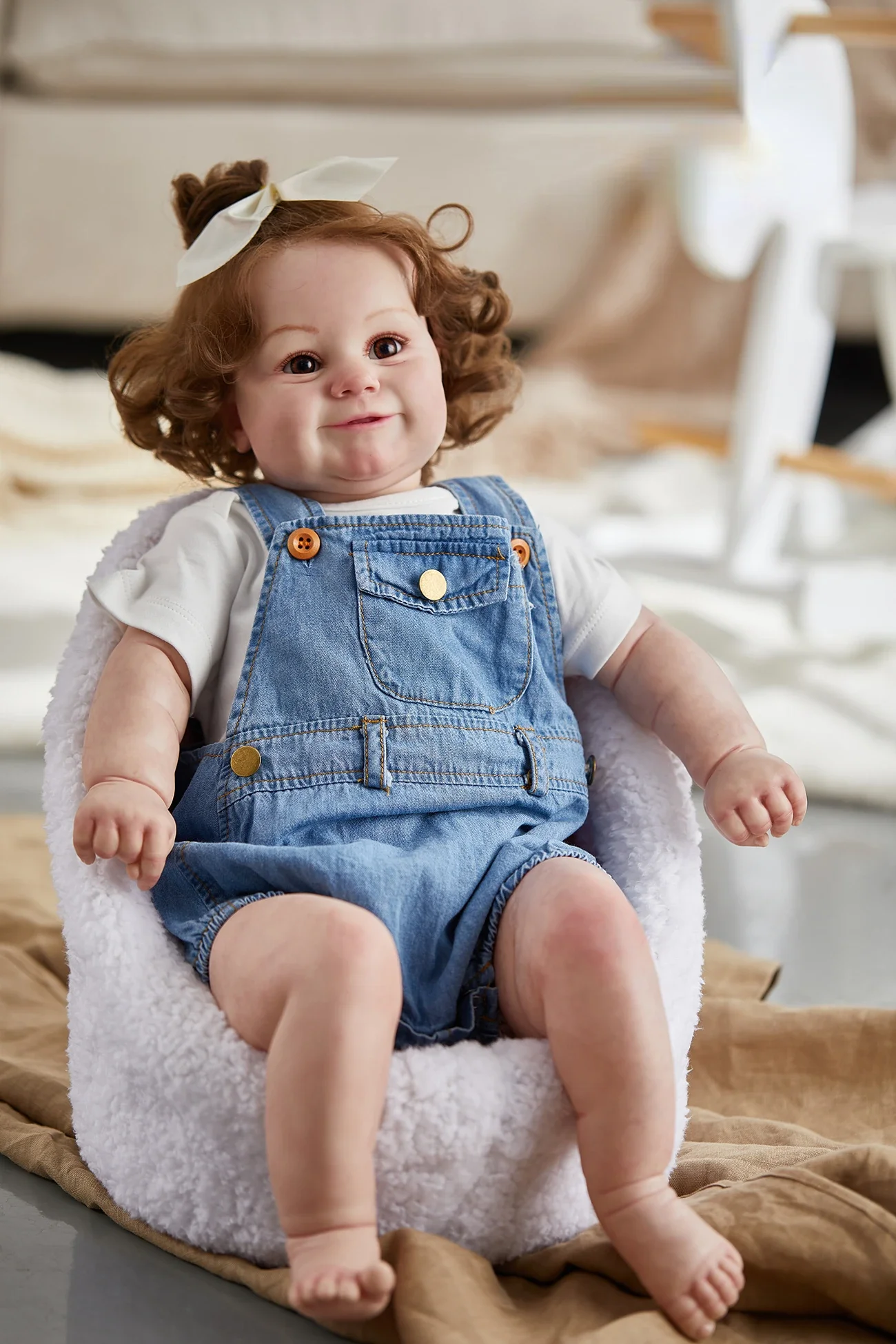 60CM Huge Size Maddie Baby Reborn Toddler Popular  Girl Doll with Rooted Brown Hair Soft Cuddle Body High Quality Doll