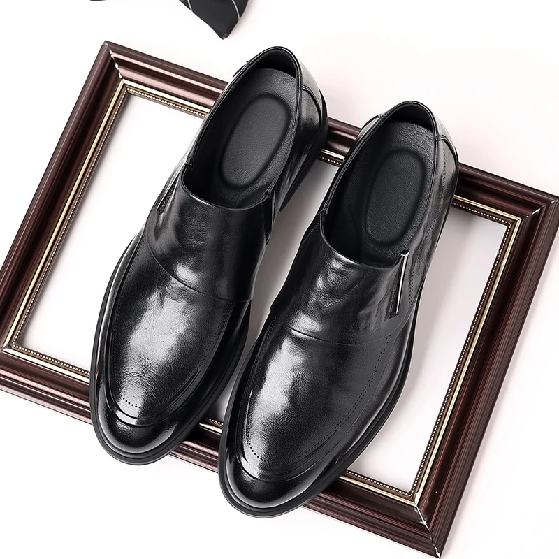 Men's casual shoes, men's wedding shoes, fashionable leather shoes, elegant men's flat Italian luxury shoes