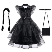 Wednesday Cosplay For Girls Costume Movie Addams Dresses for Girl Kids Mesh Party Dresses Halloween Carnival Costumes 4-12Yrs 1