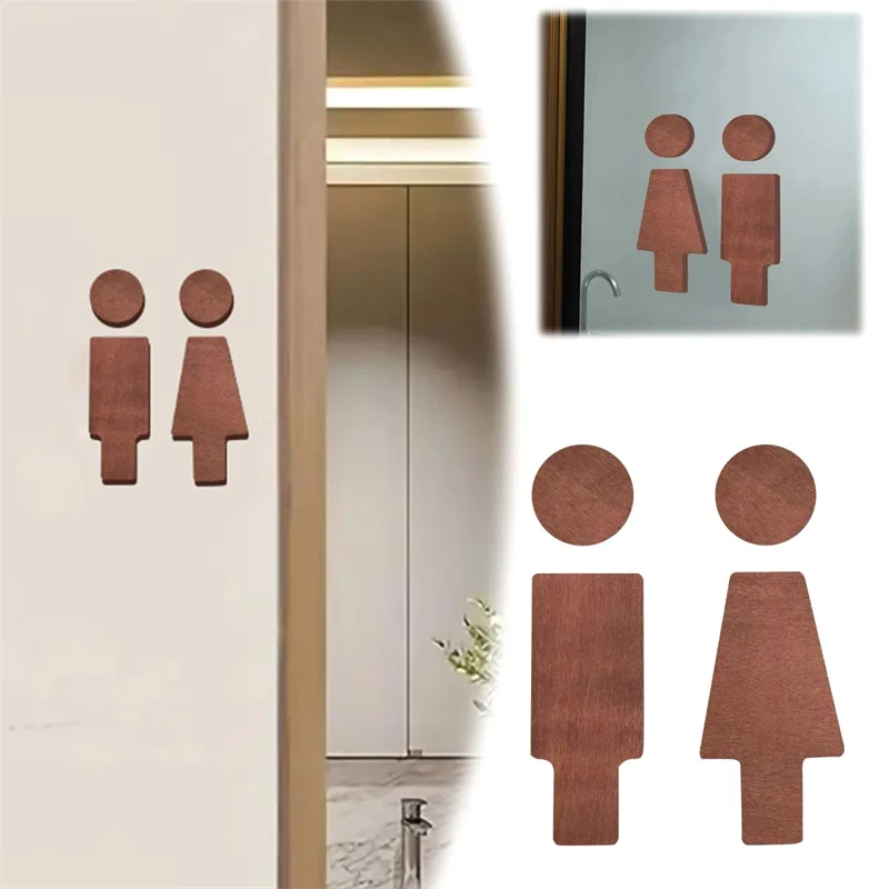 Bathroom Decoration Premium Bathroom Sign Solid Wood Men's And Women's Toilet Sign Wall Sticker Home Bathroom Decor