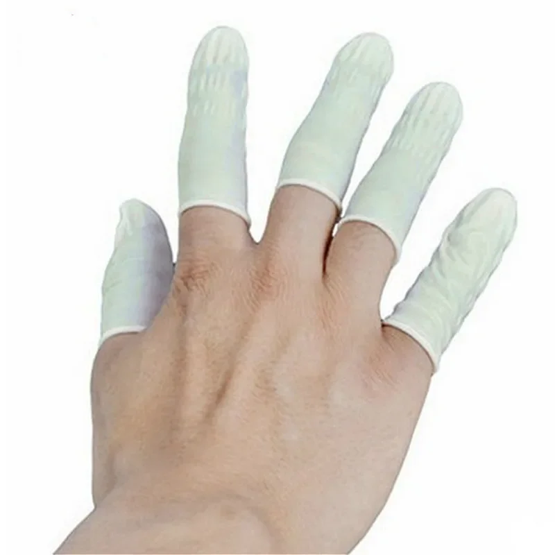 20/50pcs Natural Rubber Gloves Finger Cots Latex Fingertip Protective Disposable