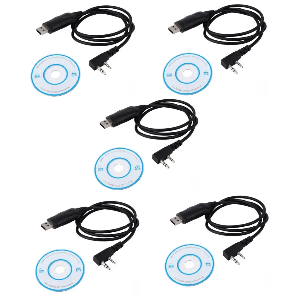 Lot 5pcs USB Programming Write Frequency Line Cable For Baofeng UV5R UV-5R 888S Retevis RT5R H777 Kenwood Radio Walkie Talkie 2 in 1 rs232 port programming cable for kenwood kpg 4 kpg4 kpg 22 kpg22 baofeng uv 5r tk 3207 tk 2207 retevis h777 walkie talkie