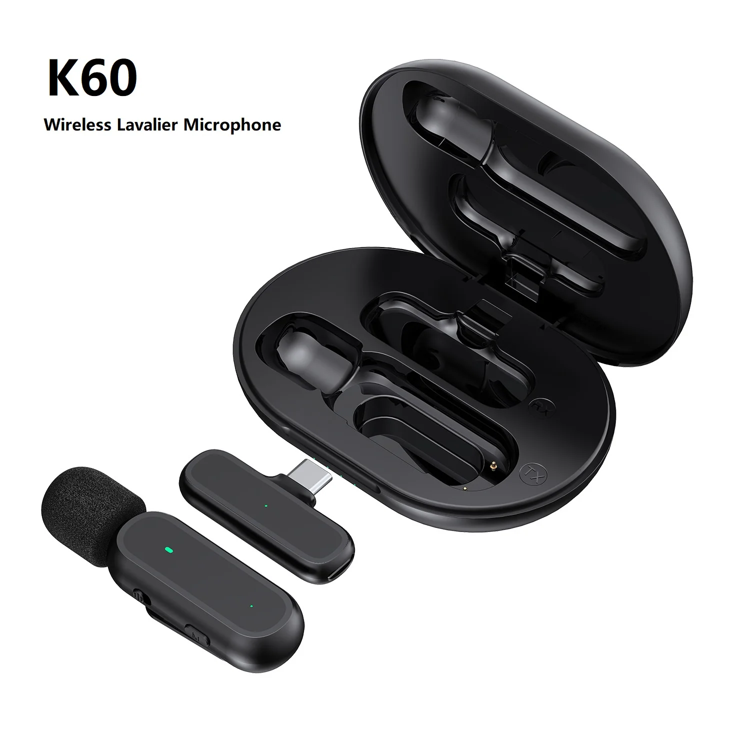 WirelessLavalierMicrophoneK60withChargingCaseNoiseReductionRecordingMiniLapelMicfor